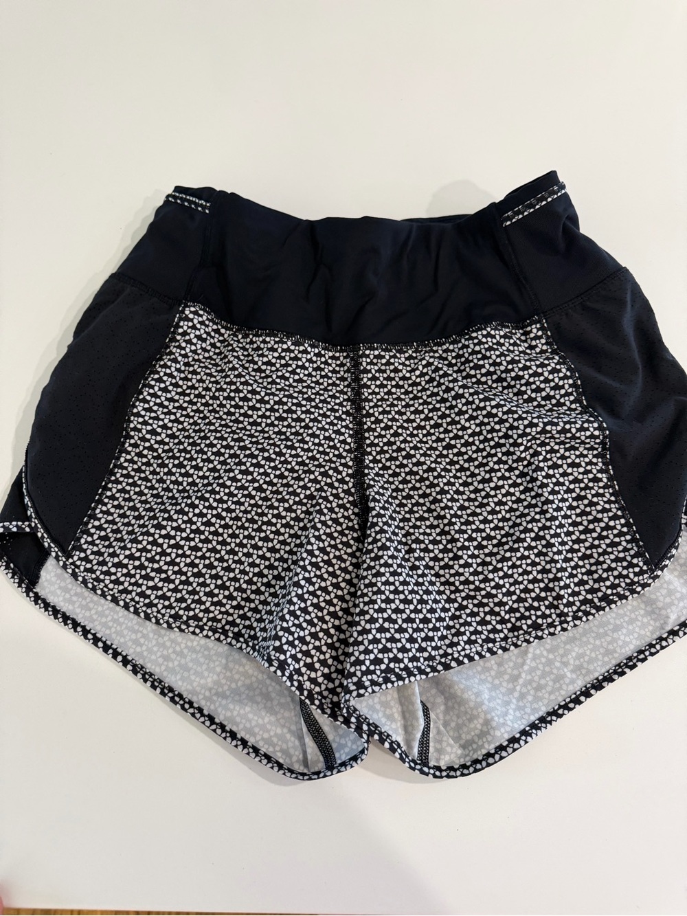 lululemon athletica Black & White Patterned Athletic Shorts